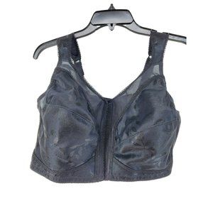 Playtex 18 Hour Front Close Bra W/Flex Back Size 48C Black Wirefree